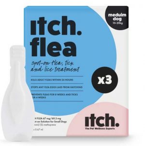 Itch: x3 flea spot on for medium dogs